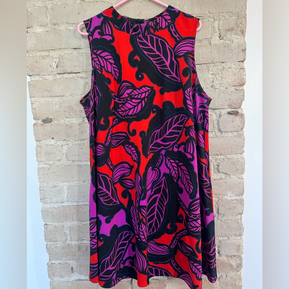 Gibson Latimer Orange and Purple Leaf  Dress